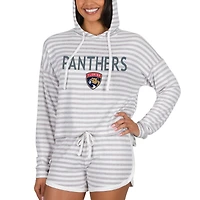 Women's Concepts Sport  Cream Florida Panthers Visibility Long Sleeve Hoodie Top & Shorts Set
