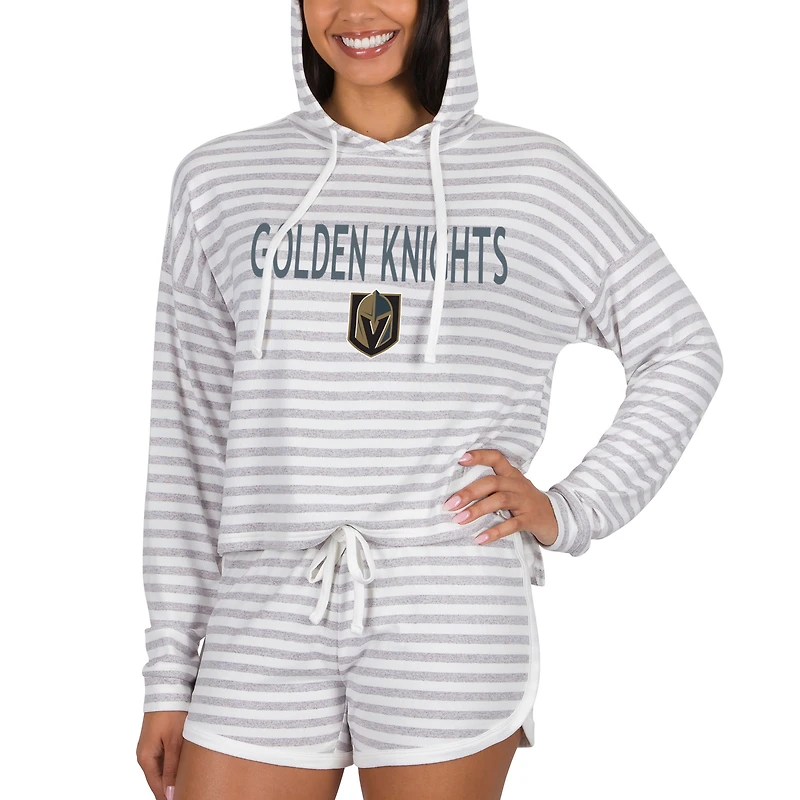 Women's Concepts Sport  Cream Vegas Golden Knights Visibility Long Sleeve Hoodie Top & Shorts Set