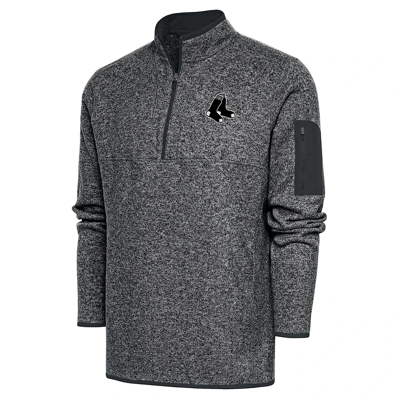 Men's Antigua Graphite Boston Red Sox Metallic Big & Tall Quarter-Zip Jacket