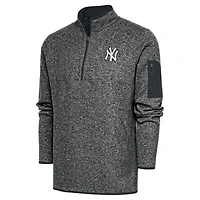 Men's Antigua Graphite New York Yankees Metallic Big & Tall Quarter-Zip Jacket