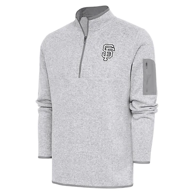 Men's Antigua Pewter San Francisco Giants Metallic Fortune Quarter-Zip Pullover Jacket