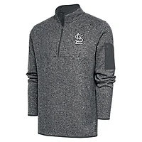 Men's Antigua Graphite St. Louis Cardinals Metallic Fortune Quarter-Zip Pullover Jacket