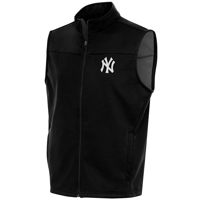 Men's Antigua Black New York Yankees Metallic Links Full-Zip Golf Vest