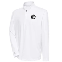 Men's Antigua White Chicago Cubs Metallic Tribute Quarter-Zip Top