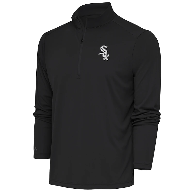 Men's Antigua Charcoal Chicago White Sox Metallic Tribute Quarter-Zip Top