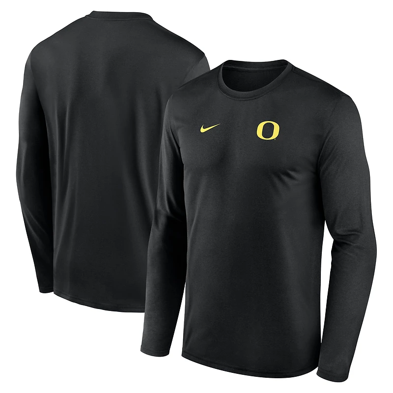 Men's Nike Black Oregon Ducks 2026 Sideline Small Logo Legend Dri-FIT Long Sleeve T-Shirt