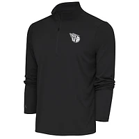 Men's Antigua Charcoal Cleveland Guardians Metallic Tribute Quarter-Zip Top