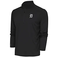 Men's Antigua Charcoal Detroit Tigers Metallic Tribute Quarter-Zip Top