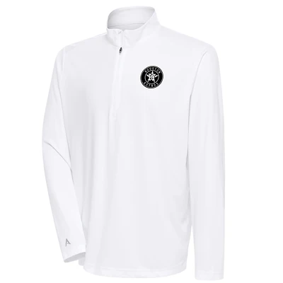 Men's Antigua White Houston Astros Metallic Tribute Quarter-Zip Top