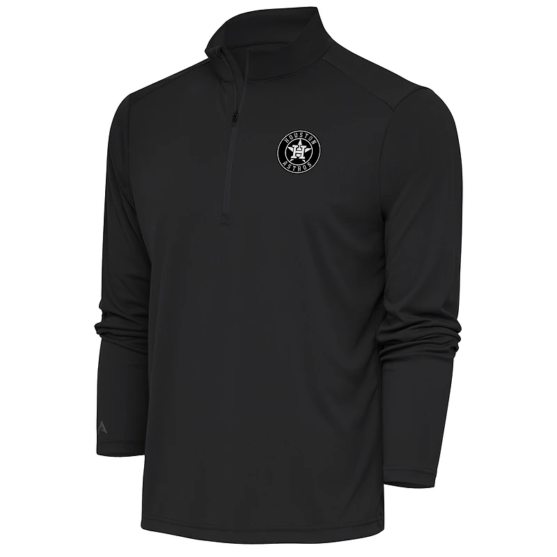 Men's Antigua Charcoal Houston Astros Metallic Tribute Quarter-Zip Top