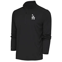 Men's Antigua Charcoal Los Angeles Dodgers Metallic Tribute Quarter-Zip Top