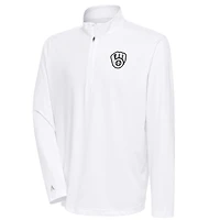 Men's Antigua White Milwaukee Brewers Metallic Tribute Quarter-Zip Top