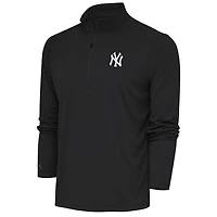 Men's Antigua Charcoal New York Yankees Metallic Tribute Quarter-Zip Top