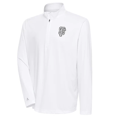 Men's Antigua White San Francisco Giants Metallic Tribute Quarter-Zip Top