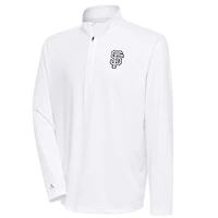 Men's Antigua White San Francisco Giants Metallic Tribute Quarter-Zip Top