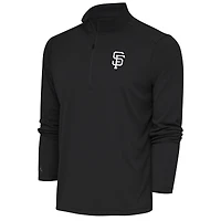 Men's Antigua Charcoal San Francisco Giants Metallic Tribute Quarter-Zip Top