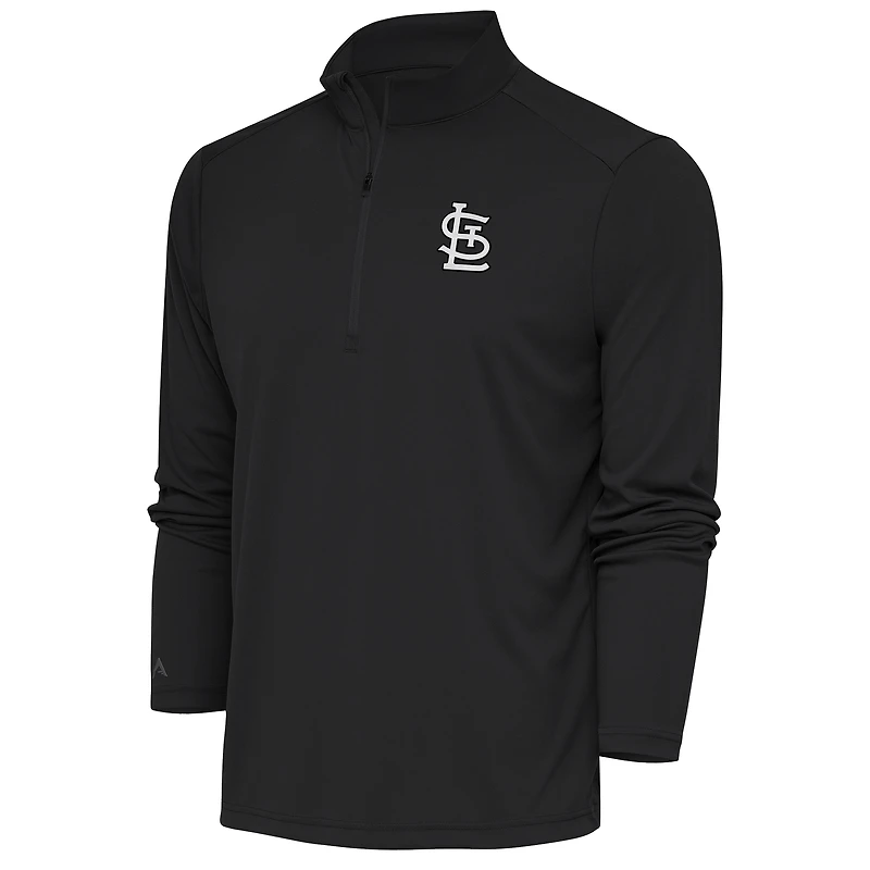Men's Antigua Charcoal St. Louis Cardinals Metallic Tribute Quarter-Zip Top