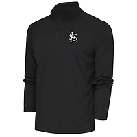 Men's Antigua Charcoal St. Louis Cardinals Metallic Tribute Quarter-Zip Top