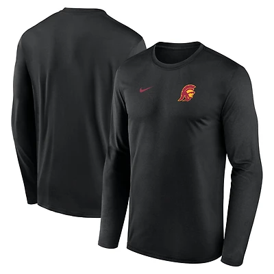 Men's Nike Black USC Trojans 2026 Sideline Small Logo Legend Dri-FIT Long Sleeve T-Shirt