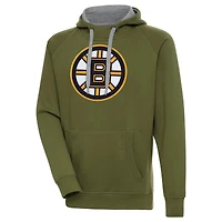 Men's Antigua Olive Boston Bruins Victory Pullover Hoodie