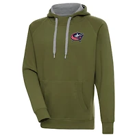 Men's Antigua Olive Columbus Blue Jackets Victory Pullover Hoodie