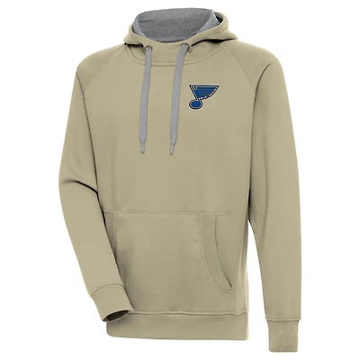 Men's Antigua Khaki St. Louis Blues Victory Pullover Hoodie