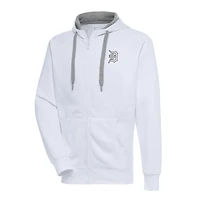 Men's Antigua White Detroit Tigers Metallic Victory Full-Zip Hoodie