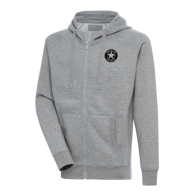 Men's Antigua Heather Gray Houston Astros Metallic Victory Full-Zip Hoodie