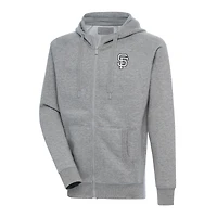 Men's Antigua Heather Gray San Francisco Giants Metallic Victory Full-Zip Hoodie