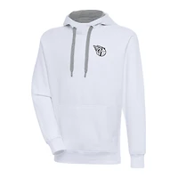 Men's Antigua White Cleveland Guardians Metallic Victory Pullover Hoodie