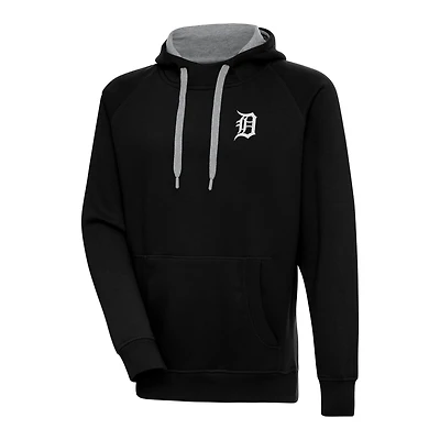 Men's Antigua Black Detroit Tigers Metallic Victory Pullover Hoodie