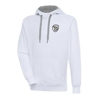 Men's Antigua White Milwaukee Brewers Metallic Victory Pullover Hoodie