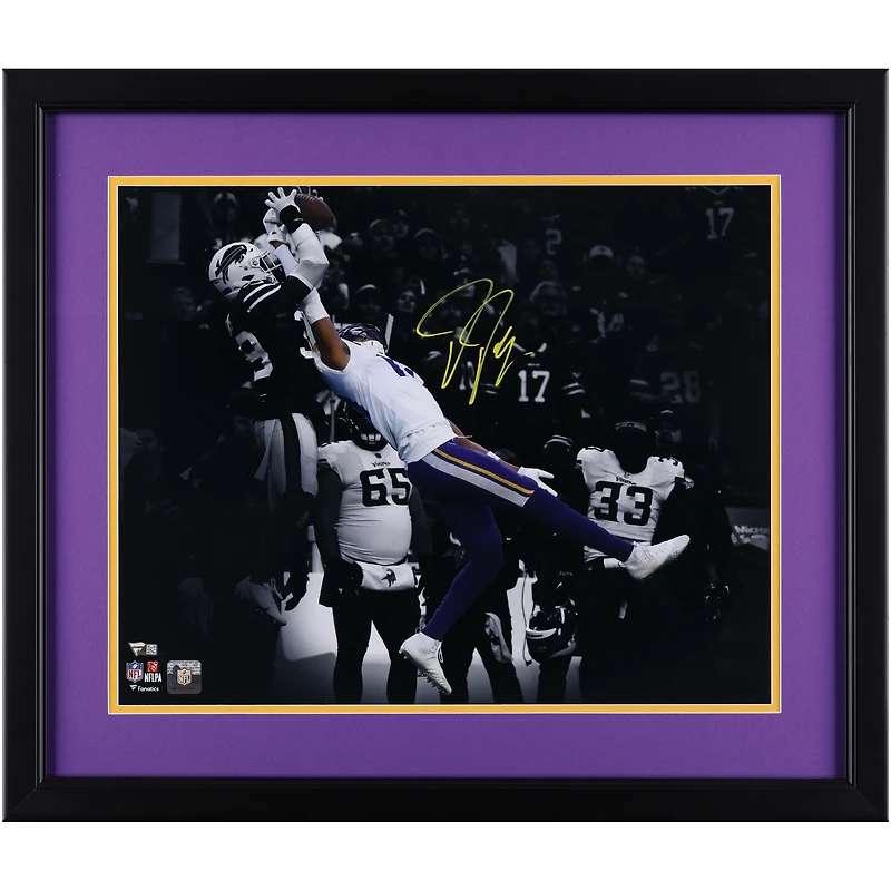 Justin Jefferson Minnesota Vikings Autographed Framed 16" x 20" Catch vs. Buffalo Bills Spotlight Photograph