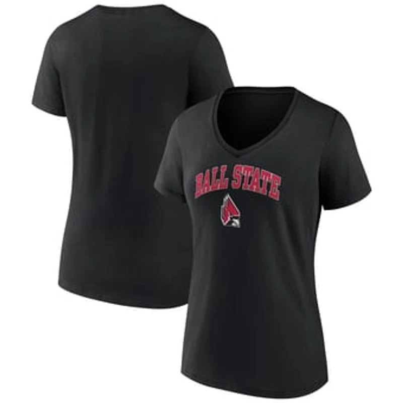 Women's Black Ball State Cardinals Campus V-Neck T-Shirt