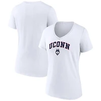 Women's White UConn Huskies Campus V-Neck T-Shirt