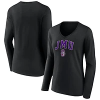 Women's Black James Madison Dukes Campus Long Sleeve V-Neck T-Shirt