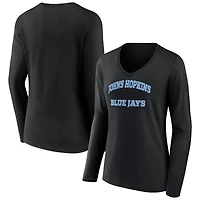 Women's Black Johns Hopkins Blue Jays Campus Long Sleeve V-Neck T-Shirt