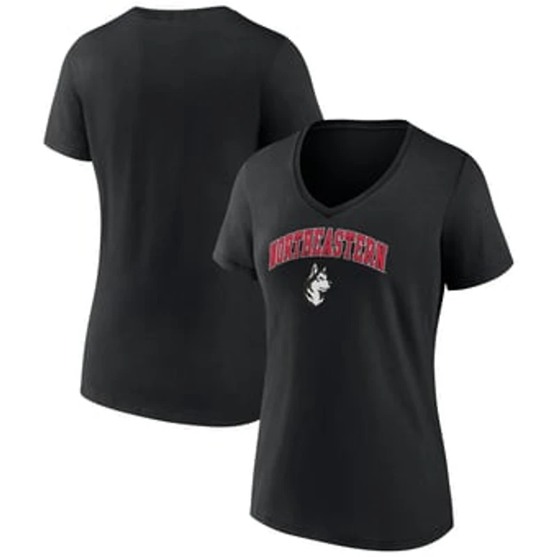 Women's Black Northeastern Huskies Campus V-Neck T-Shirt