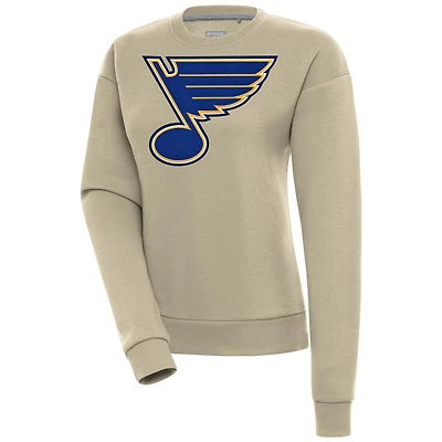 Women's Antigua Khaki St. Louis Blues Victory Pullover Sweatshirt