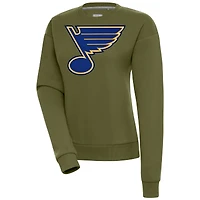 Women's Antigua Olive St. Louis Blues Victory Pullover Sweatshirt