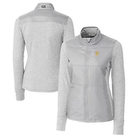 Women's Cutter & Buck  Gray Pittsburgh Pirates DryTec Stealth Hybrid Quilted Full-Zip Windbreaker Jacket