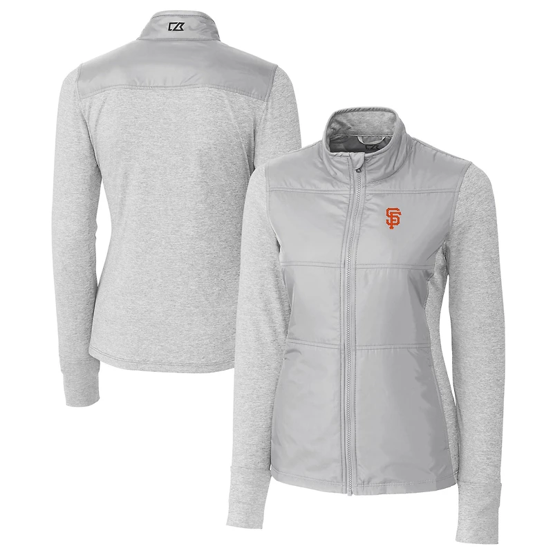 Women's Cutter & Buck  Gray San Francisco Giants DryTec Stealth Hybrid Quilted Full-Zip Windbreaker Jacket