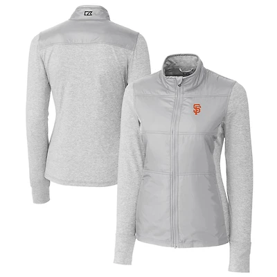 Women's Cutter & Buck  Gray San Francisco Giants DryTec Stealth Hybrid Quilted Full-Zip Windbreaker Jacket