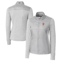 Women's Cutter & Buck  Gray San Francisco Giants DryTec Stealth Hybrid Quilted Full-Zip Windbreaker Jacket