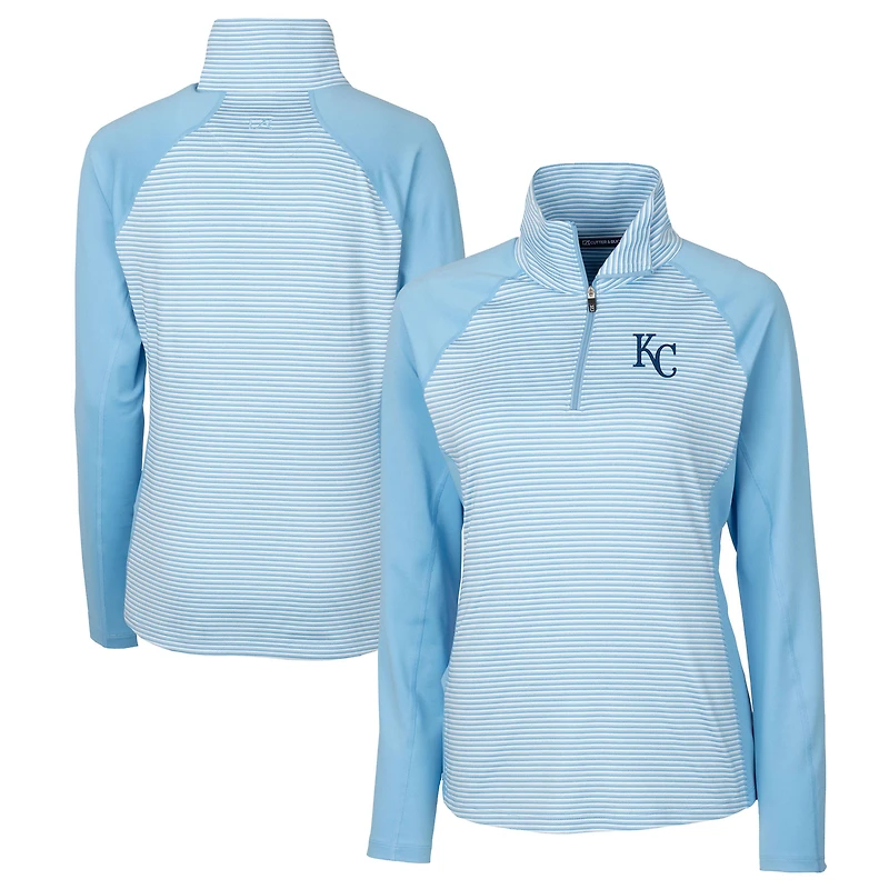 Women's Cutter & Buck  Light Blue Kansas City Royals DryTec Forge Tonal Stripe Half-Zip Top