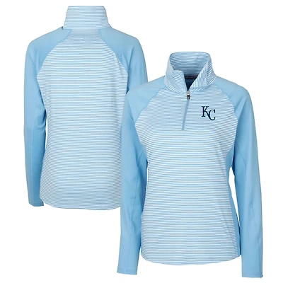 Women's Cutter & Buck  Light Blue Kansas City Royals DryTec Forge Tonal Stripe Half-Zip Top