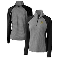Women's Cutter & Buck Black Athletics DryTec Forge Tonal Stripe Half-Zip Top