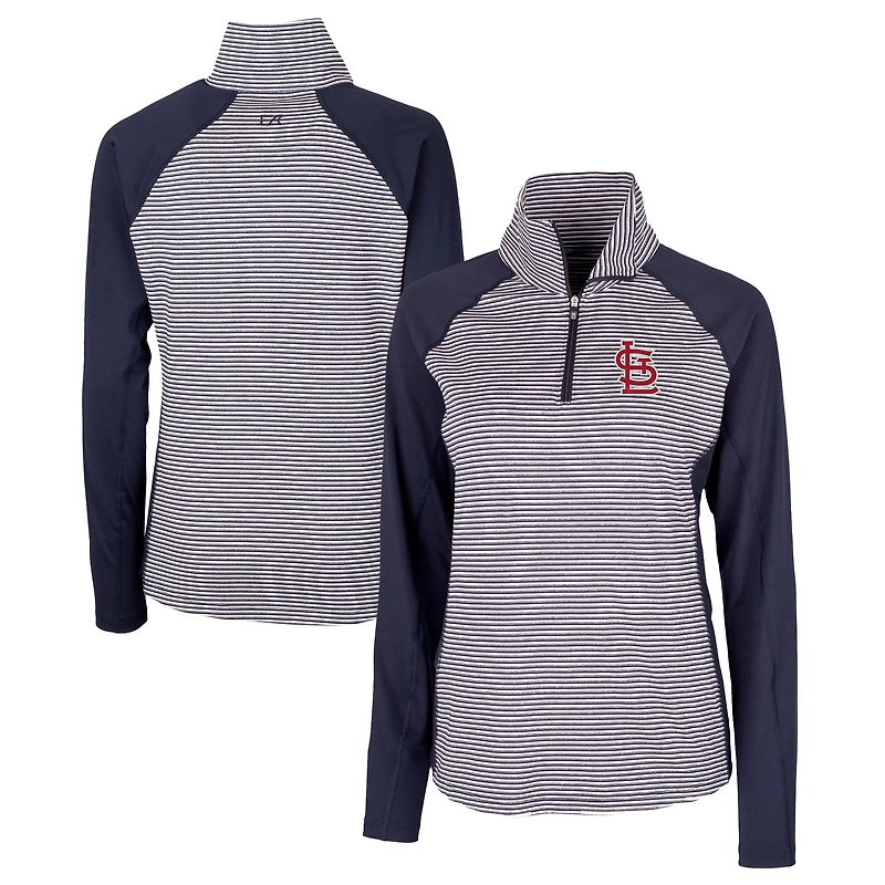 Women's Cutter & Buck  Navy St. Louis Cardinals DryTec Forge Tonal Stripe Half-Zip Top