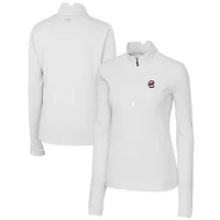 Women's Cutter & Buck  White Chicago Cubs DryTec Traverse Stretch Quarter-Zip Pullover Top
