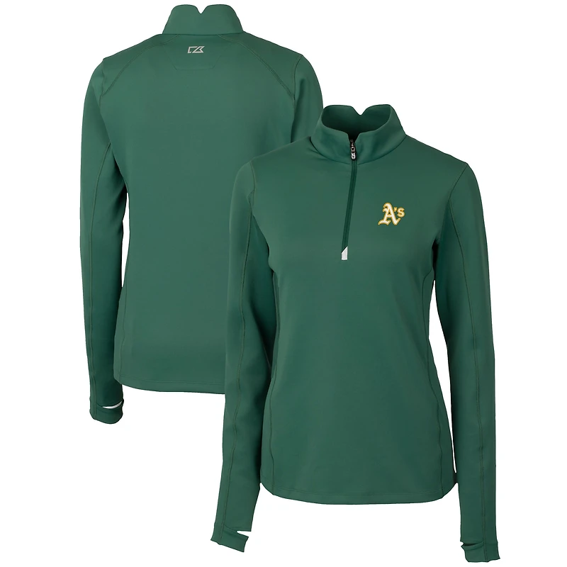 Women's Cutter & Buck Hunter Green Athletics DryTec Traverse Stretch Quarter-Zip Pullover Top
